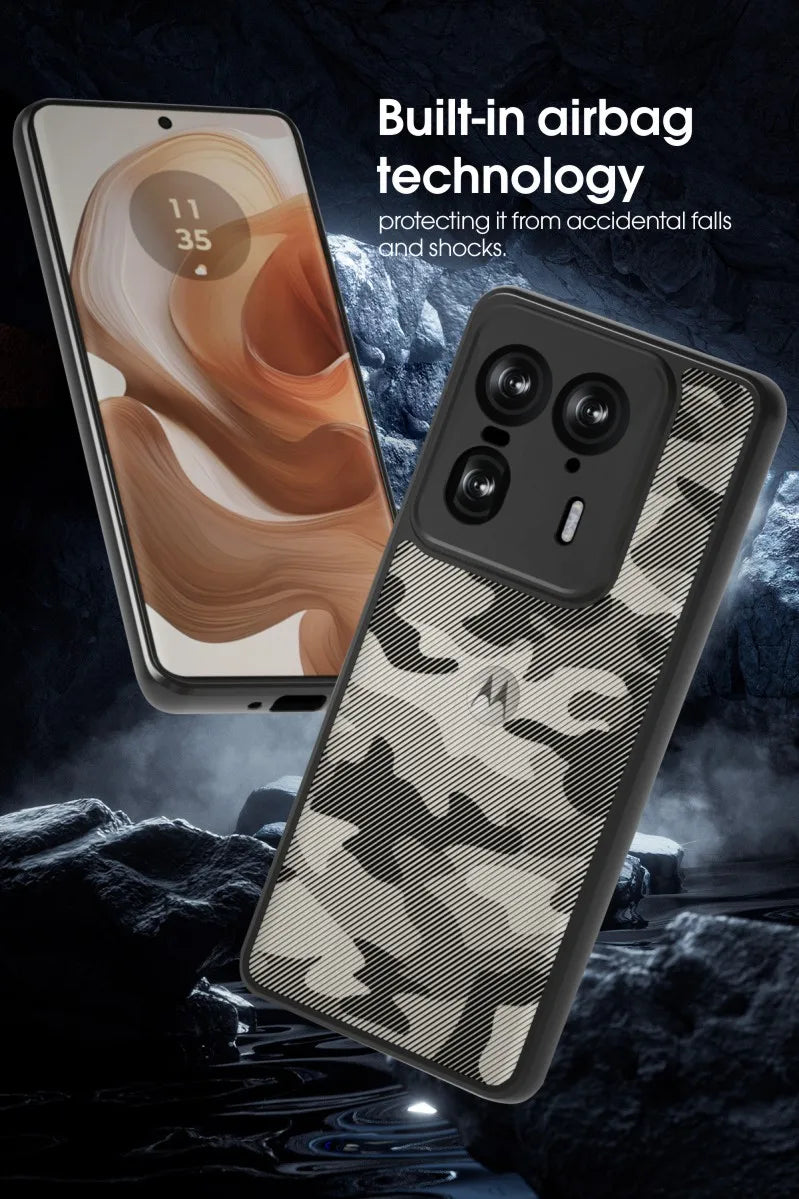 IBMRS for Motorola Edge 50 Ultra Case,(Military-Grade Protection) Shockproof Translucent  Phone Case(Camo Black) - Caseverse