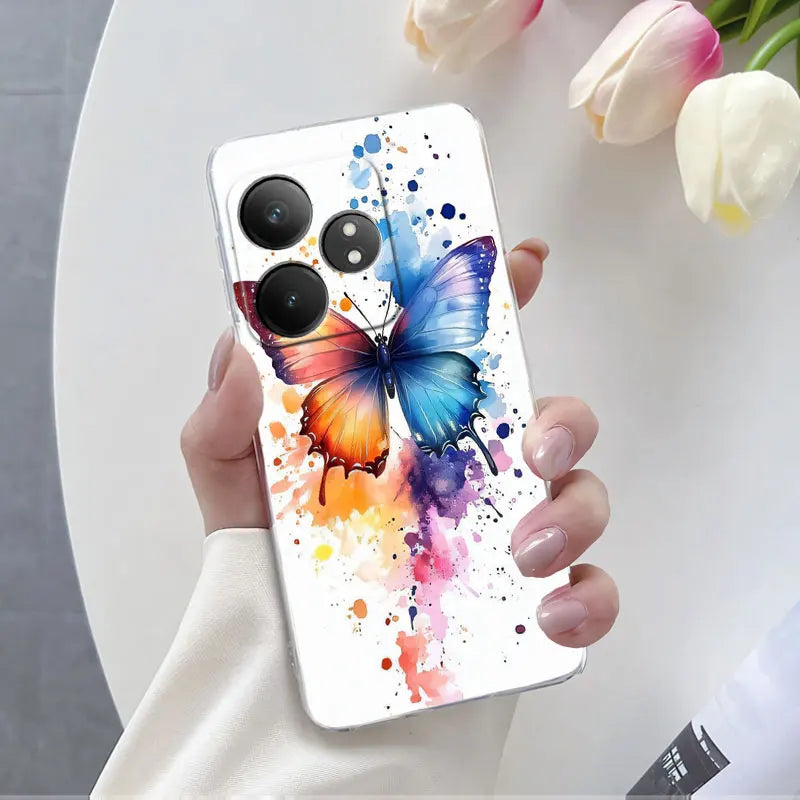 For Realme GT Neo 6 SE Neo6 6T Case Luxury Phone Case For Realme GT Neo6 SE Marble Flower Clear Soft Silicone Protective Cover - Caseverse