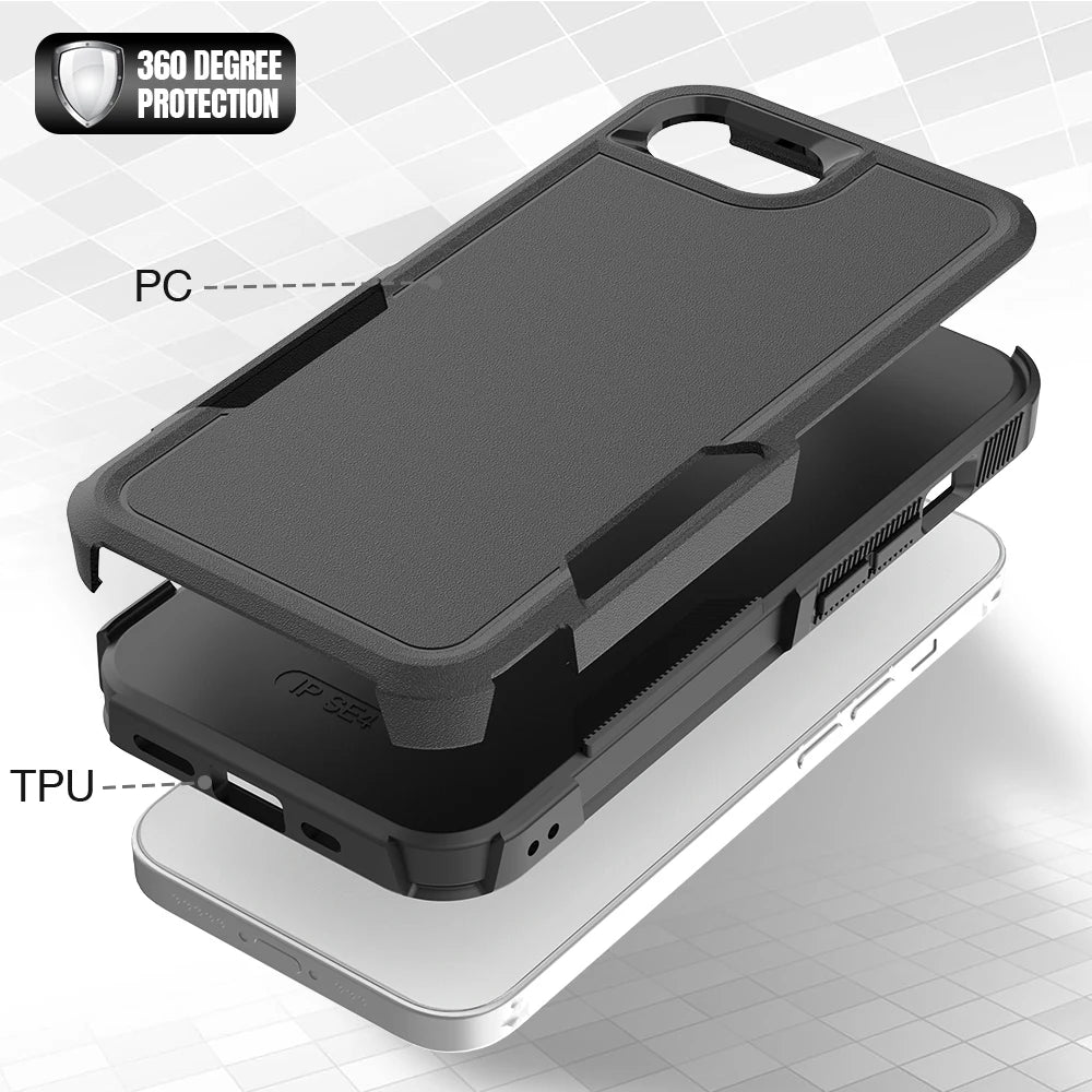 New TPU/PC Case for iPhone 16e / 16 Pro Max - Military Grade Shockproof Phone Cover Hybrid Armor Dual Layer Protection Shell - Caseverse