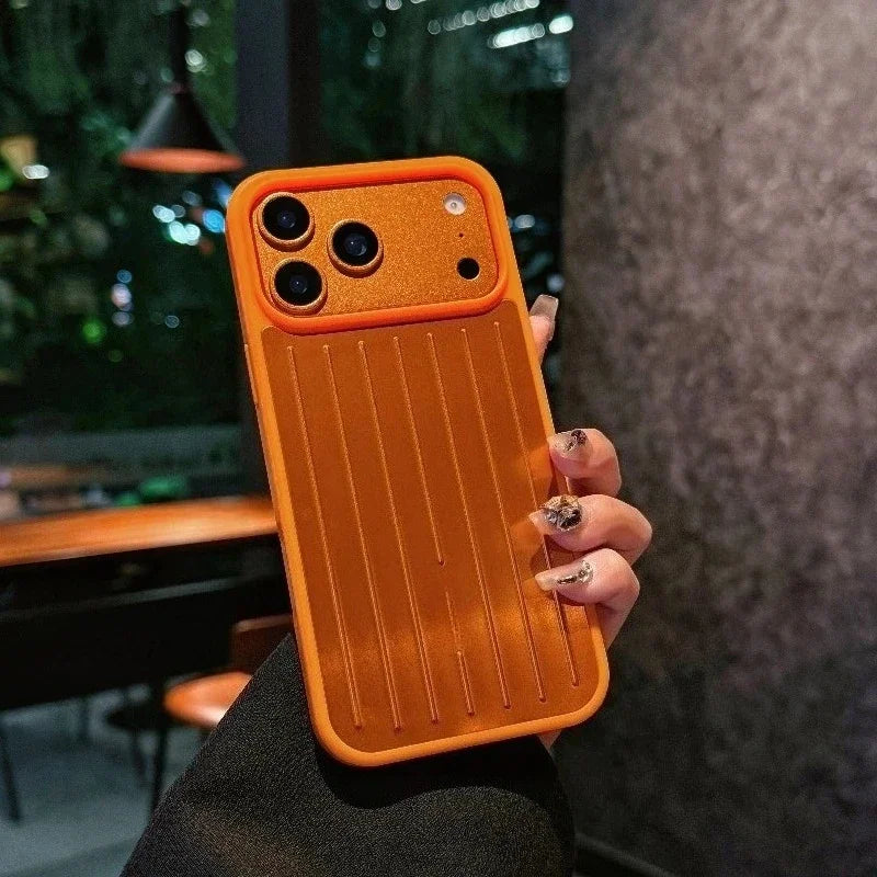 Classic 3D Corrugated Stripe Stylish Business Luggage Phone Case For IPhone 17 Pro Max Cover Hard Shockproof Bumper Luxury Funda