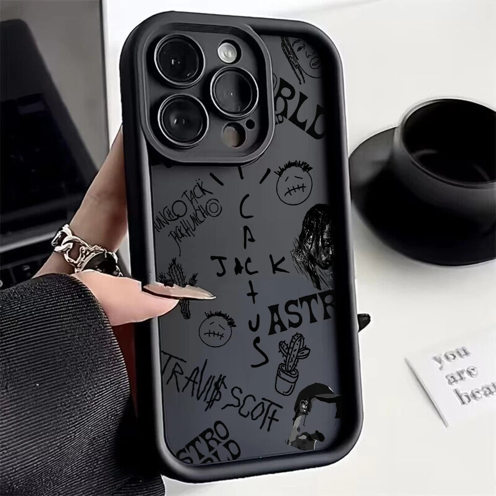 Luxury Travis Scott Cactus Jack Phone Case for IPhone 16 15 14 13 12 11 Pro Max Mini XR XS X 7 8 Plus Soft TPU Back Cover - Caseverse
