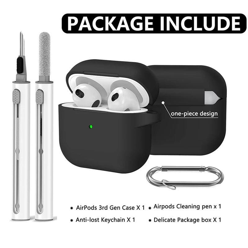 3rd Gen Earphone Case For AirPods 3 Earphone Protective Case With Hook Hole Silicone Cover Earbuds Ear Pads With Cleaner Kit Caseverse