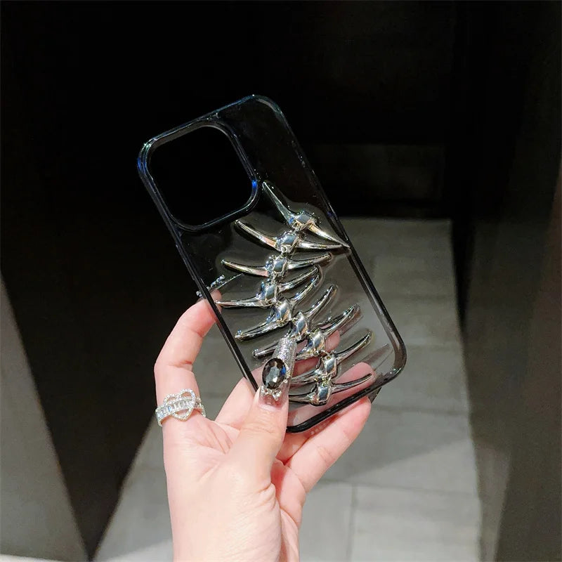Unique design sense, three-dimensional drip glue fish bone Phone Case For iPhone 11 12 13 14 15 16 pro max Caseverse