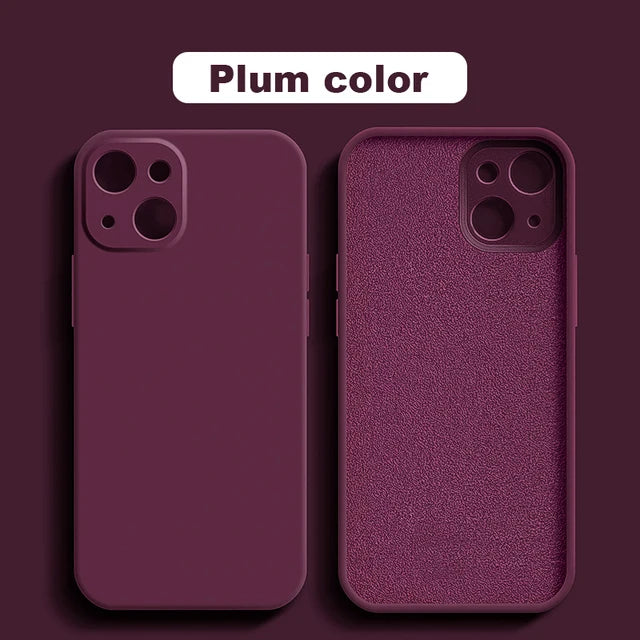 Luxury Liquid Silicone Shockproof Case for iPhone 14 15 Plus X XS XR Max Mini Back Soft Cover - Caseverse