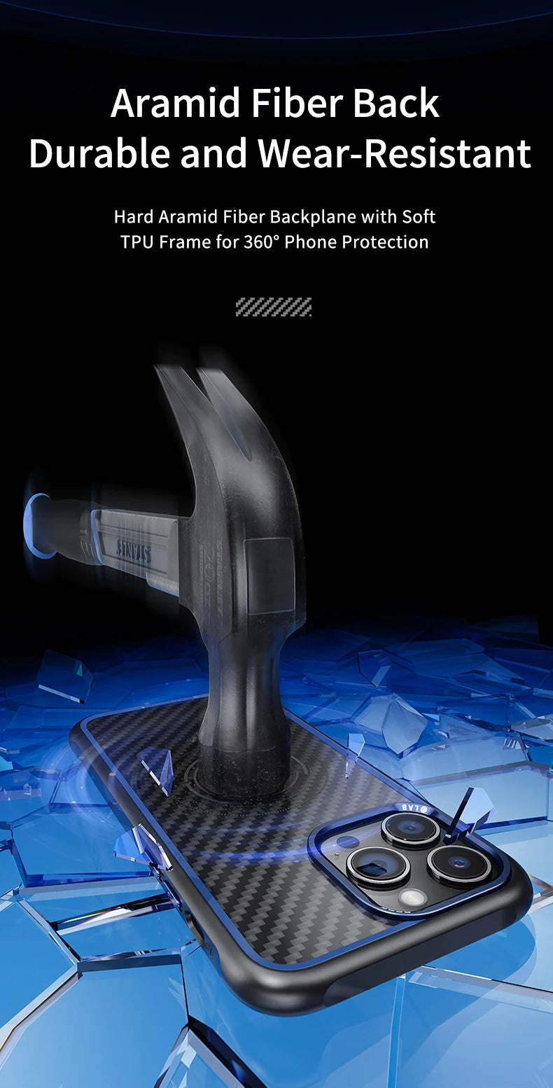 ROCK Kevlar Magnetic Case for iPhone 15 Pro Max Metal Lens Military Grade Shockproof Cover for iPhone 15 Compatible with MagSafe - Caseverse