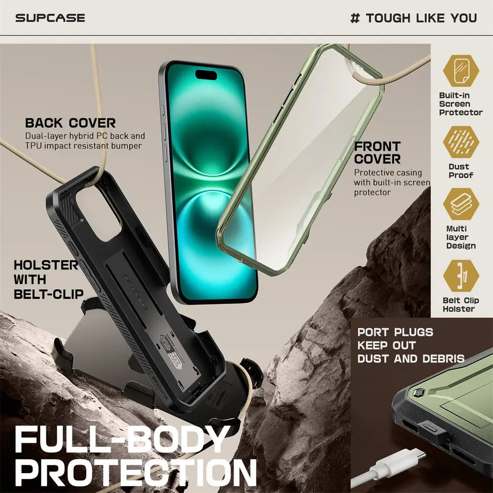 SUPCASE For iPhone 16 Pro Max Case 6.9" (2024) UB Pro Full-Body Heavy Duty Rugged Phone Case with Built-in Screen Protector - Caseverse