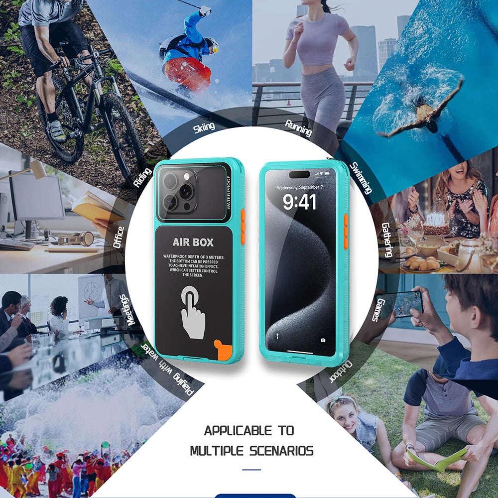 IP68 Waterproof Case For iphone 15 Pro Max Case 14 Plus 12 13 Underwater Full Sealing Cover Shockproof Built-in Screen Protector - Caseverse