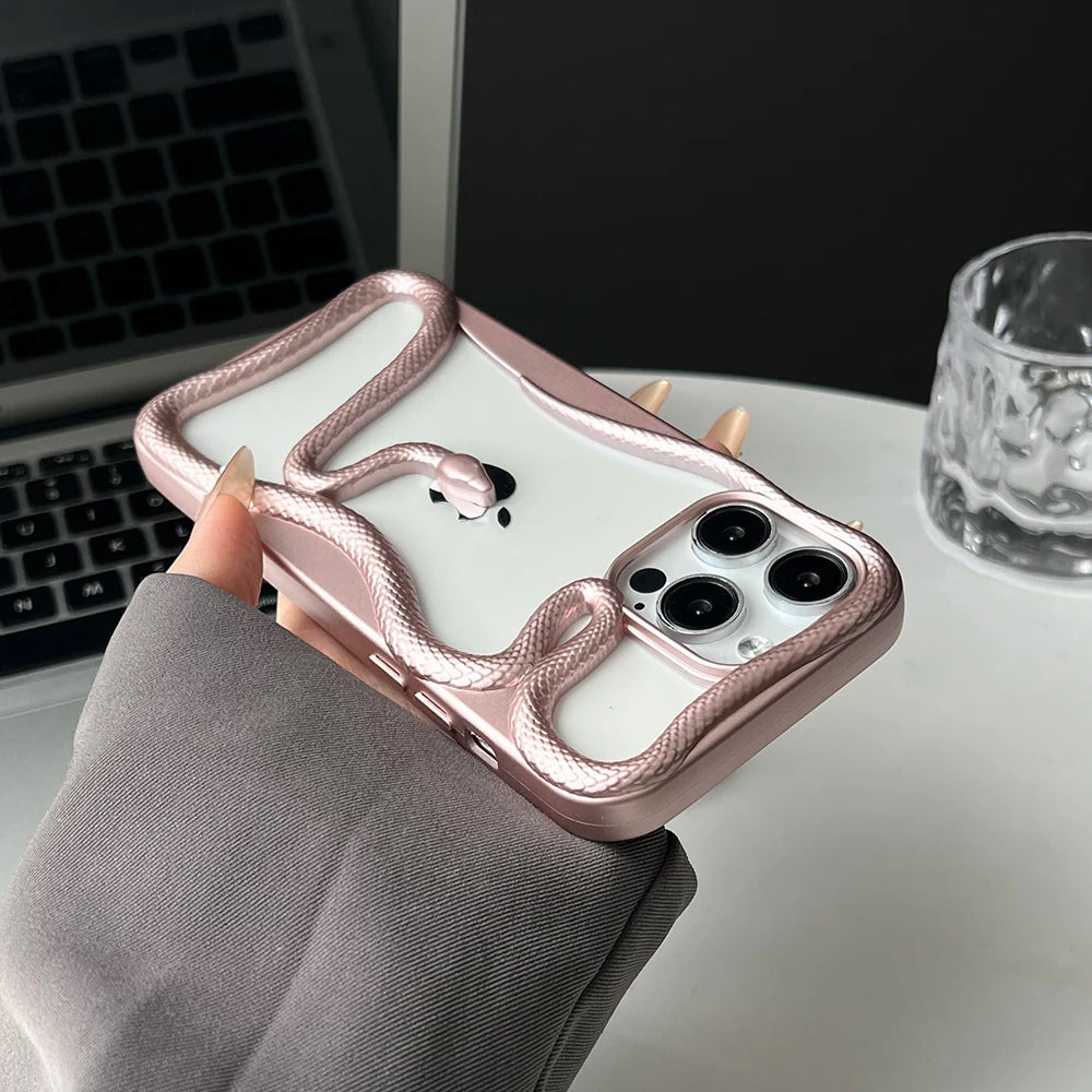 Cool 3D Snake Hollow Dissipate Heat Phone Case For iPhone 15 14 13 12 11 16 Pro Max Luxury Shockproof Soft Silicone Cover - Caseverse