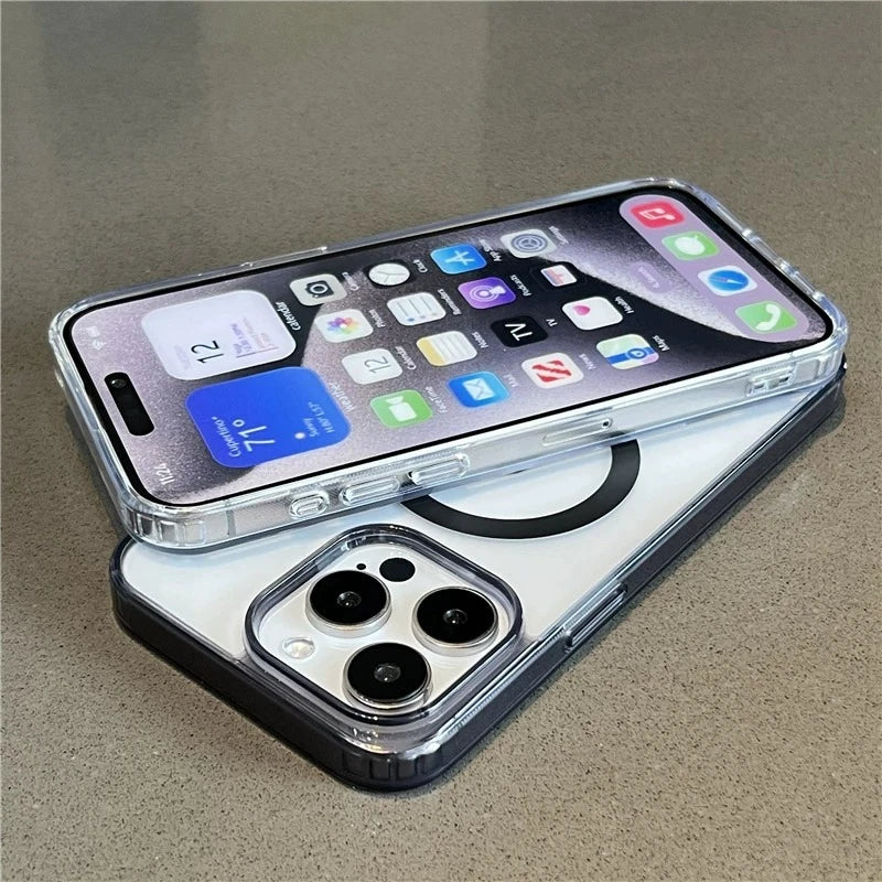 Luxury Matte Magsafe Wireless Charging Phone Case For iPhone 11 12 13 14 15 16 Pro Max Plus Bumper Magnetic Transparent Cover - Caseverse