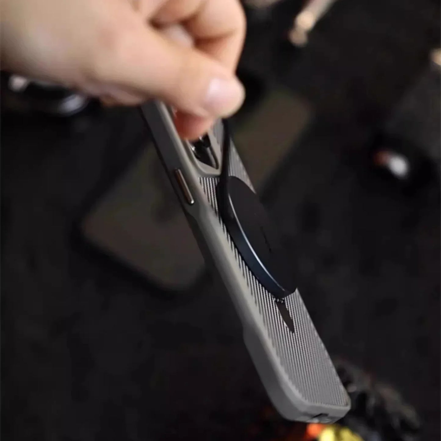 Desert Titanium metal holder carbon fibre magnetic phone case for iPhone 16 15 14 13 12 Pro Max magsafe charging armor hard case - Caseverse