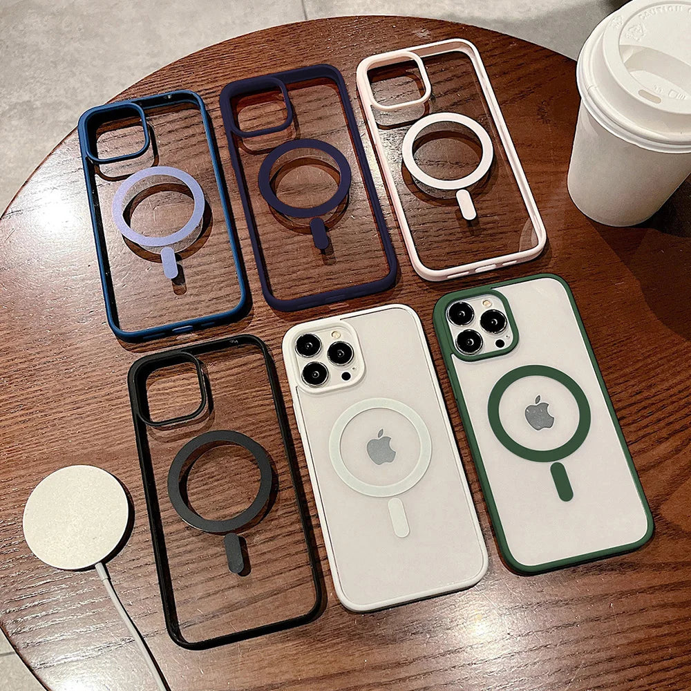 For Magsafe Magnetic Wireless Charging Phone Case For Samsung Galaxy S24 Ultra S23 S22 S24 FE S23 Plus Cases Acrylic Matte Cover - Caseverse