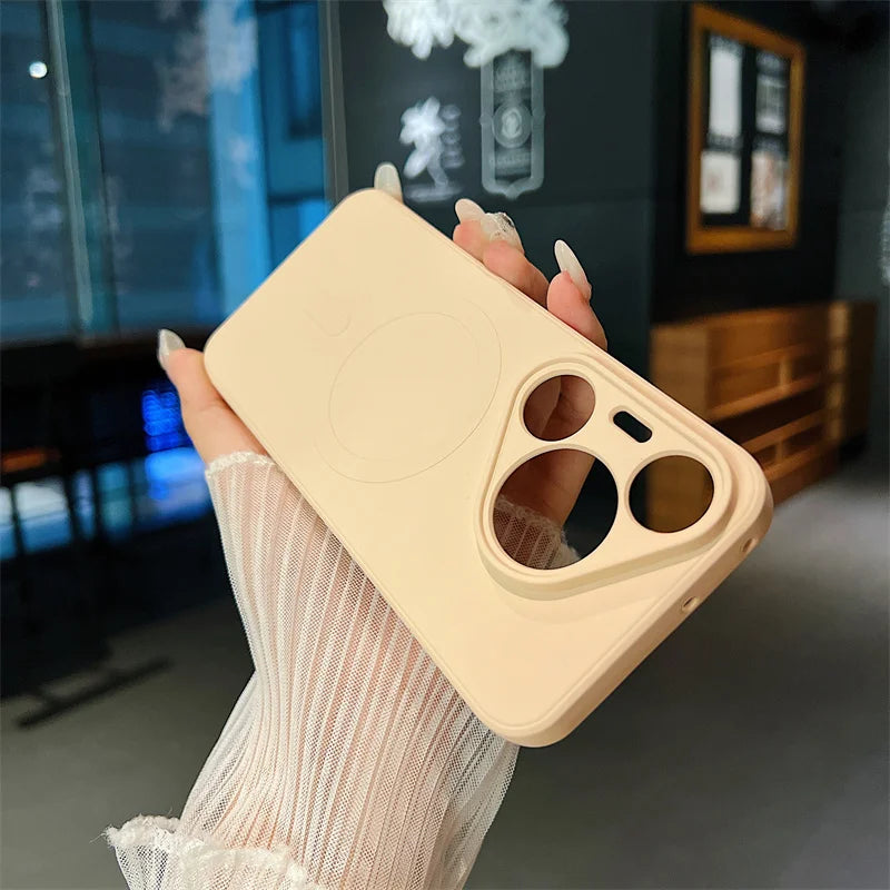 Silicone Magnetic Phone Case for Huawei Pura 70 Pro Plus Ultra Magsafe Wireless Charging Anti Drop Protective Cover Bumper - Caseverse