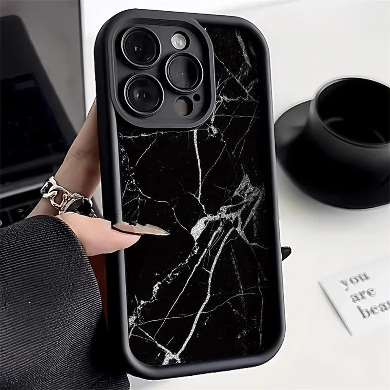 Marble Case For iPhone 16 Pro Max Case iPhone 13 11 12 15 14 Pro Max XR XS 7 8 Plus SE Shockproof Soft TPU Silicone Phone Cover - Caseverse