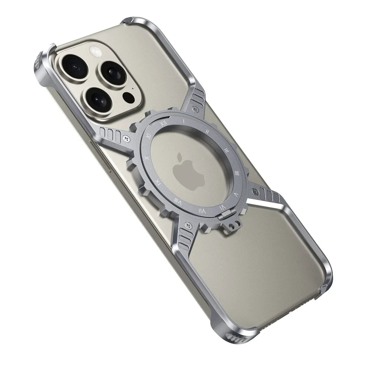 Metal Magnetic Case For iphone 16 Pro Max Cover 16 Plus 15 14 13 Aluminum Alloy Rimless Bumper Built-in 360° Invisible Holder