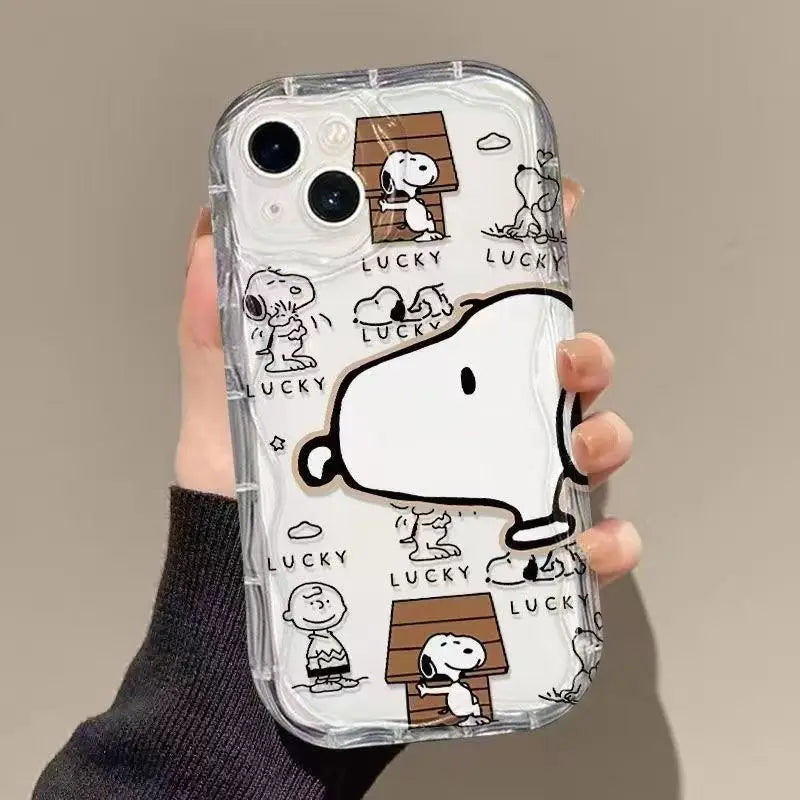 For iPhone 13 12 mini 11 14 15 Pro Max 7 8 Plus X XR XS SE 2020 Lucky Snoopy Phone Case Transparent Cover - Caseverse