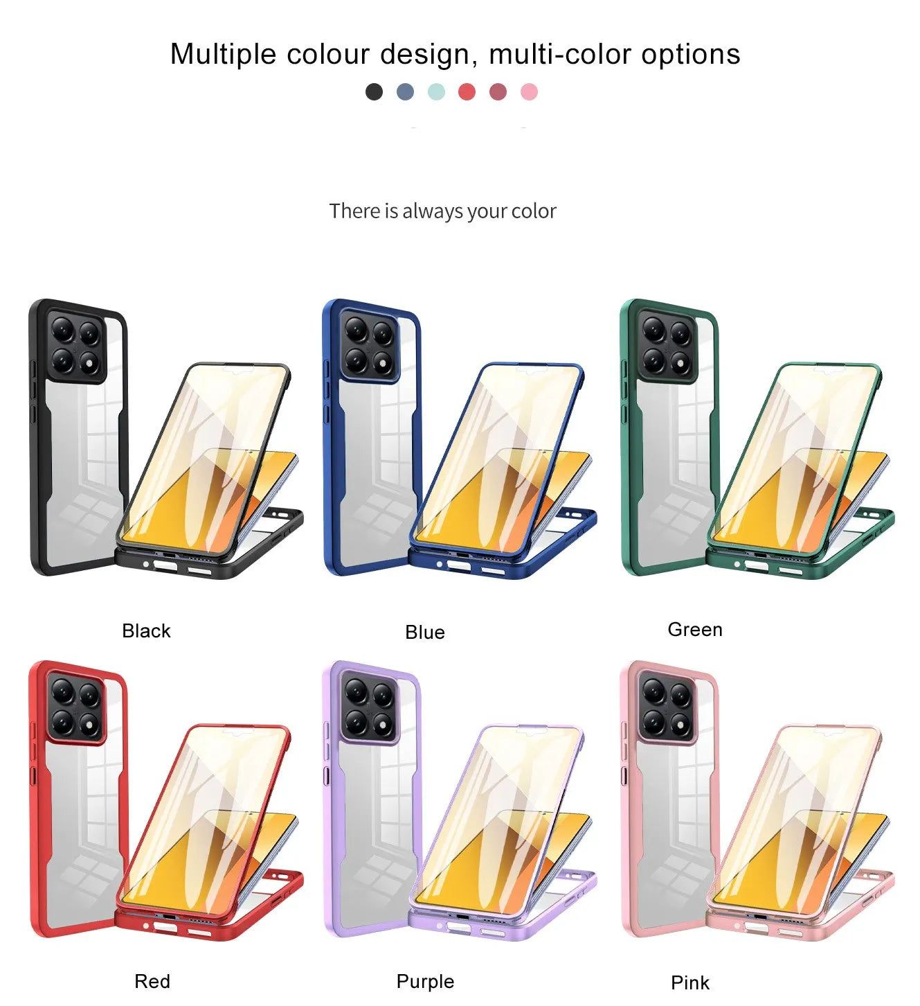 Case For Xiaomi Mi 14T Pro M 14 T P 13T 13 Redmi 14C 13C Mi14T 360 Shockproof Built in Screen Protector Plastic TPU Clear Cover - Caseverse