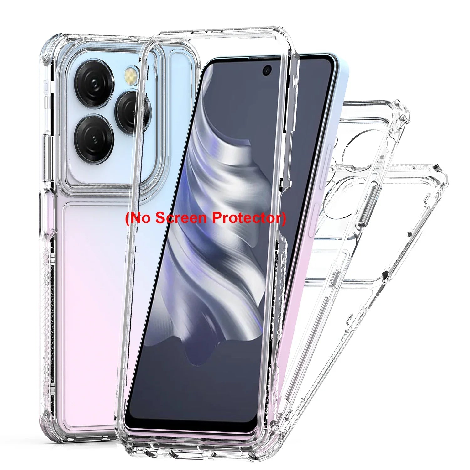 3 in 1 Rugged Armor Shockproof Phone Case For Infinix Hot 40 Pro X6837 Hard Plastic Frame Transparent TPU Back Cover Fundas - Caseverse