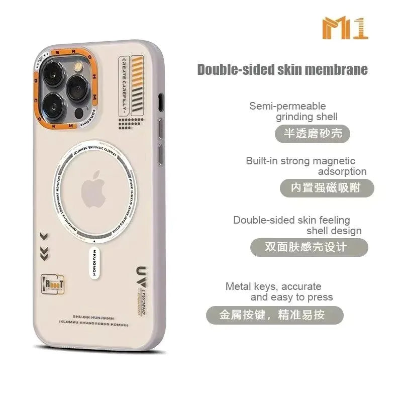 Matte Magnetic Phone Case For iPhone 16 15 14 13 12 Pro Max Megsafe Wireless Charge Frosted Back Metal Lens Frame Buttons Cover