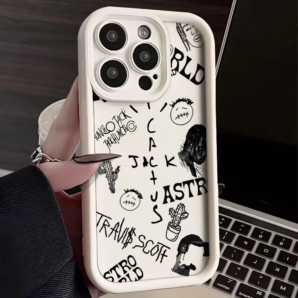Luxury Travis Scott Cactus Jack Phone Case for IPhone 16 15 14 13 12 11 Pro Max Mini XR XS X 7 8 Plus Soft TPU Back Cover - Caseverse