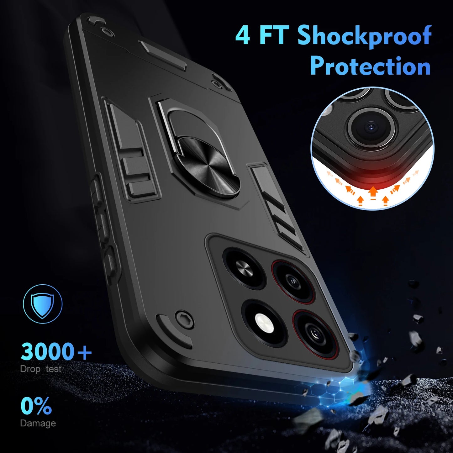 Military Grade Case for ZTE Blade A35 A55 A54 Protective Cover Shockproof Ring Stand Holder Fundas Coque - Caseverse