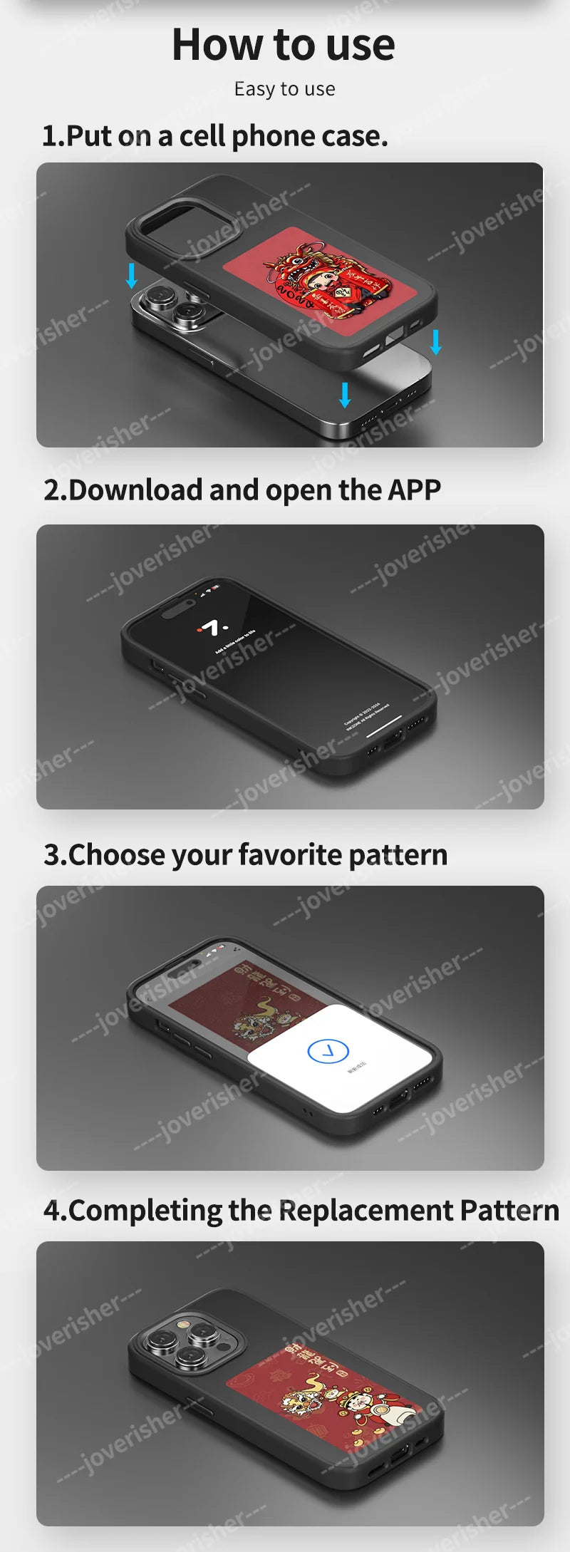 NFC DIY Picture Ink Phone Case for iPhone 16 15 14 13 Pro Max DIY Case Screen Phone Cover Cartoon Protection Funda Battery Free Caseverse