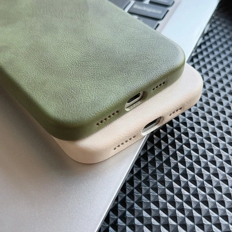 Luxury Business Vintage Leather Magnetic Phone Case for IPhone 16 Plus 15 14 13 12 Pro Max Metal Camera Frame Shockproof Cover Caseverse