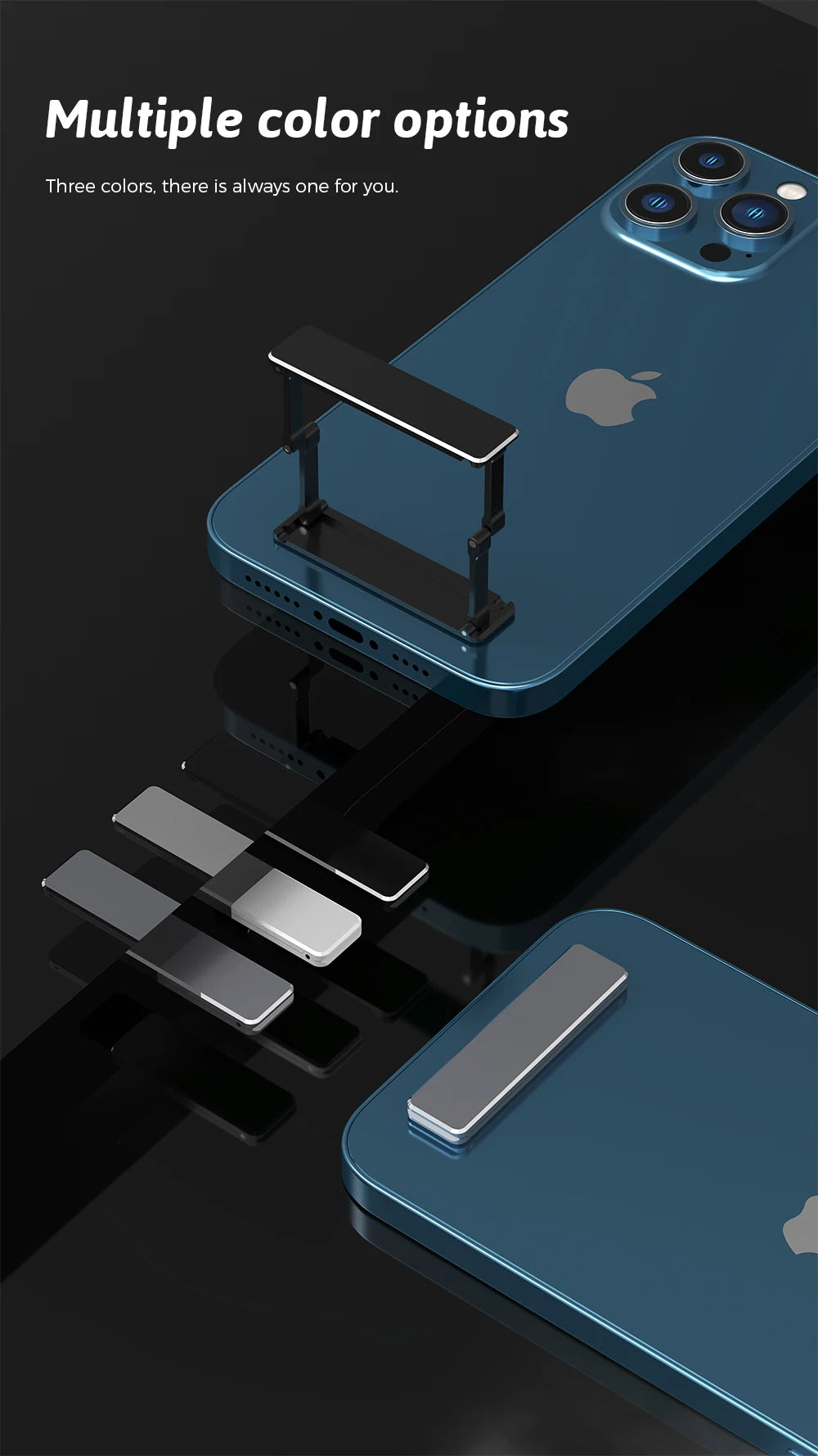 Metal Folding Phone Holder Alloy Invisible Back Stick Phone Desktop Holder Portable Mobile Support Phone Stand for iPhone Xiaomi - Caseverse