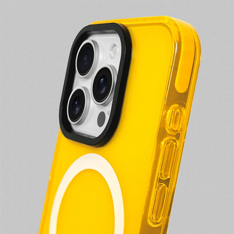 Transparent Neon Color MagSafe Phone Case for iPhone 16 15 Pro Max 14Pro 13 14 12 Wireless Charging Soft Silicone Bumper Cover - Caseverse