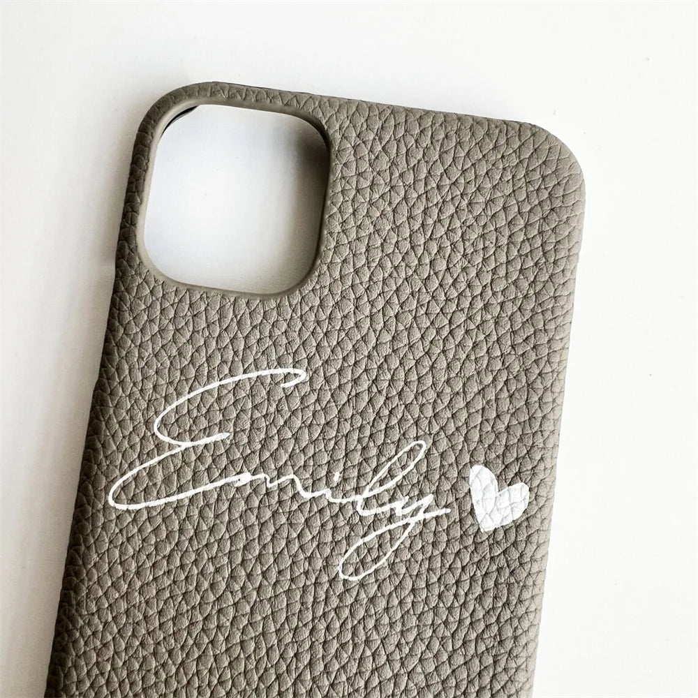 Personalized iPhone Case Monogram Initial Letter Leather Case For iPhone 15 14 13 12 11 Pro Max XS XR 7 8Plus Luxury Phone Cover Caseverse