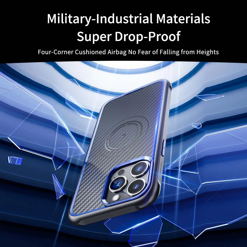 ROCK Kevlar Magnetic Case for iPhone 15 Pro Max Metal Lens Military Grade Shockproof Cover for iPhone 15 Compatible with MagSafe - Caseverse