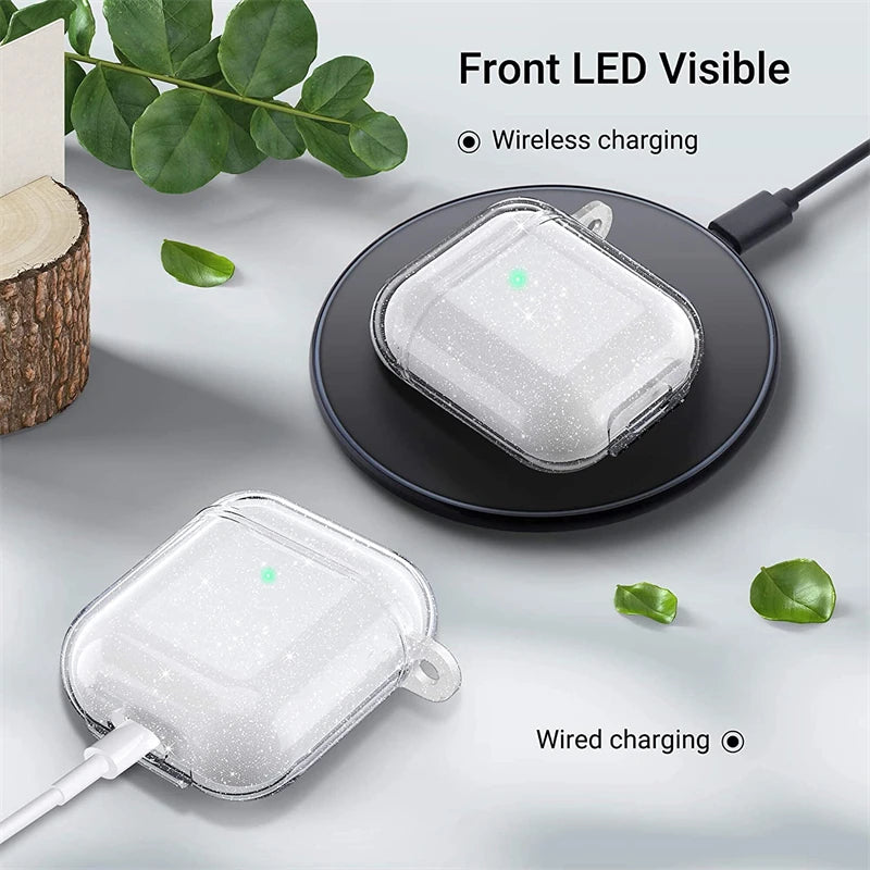 Bling Glitter Soft TPU Earphone Case for Airpods 4 2024 Pro 2 2nd Generation Air Pods 3 1 3rd Gen Cover with Keychain Accessory Caseverse