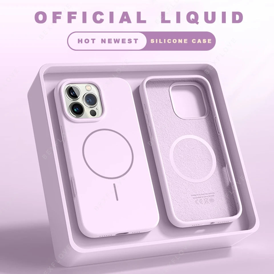 Magnetic Phone Case For iPhone 15 14 16 Plus 11 12 13 16 Pro Max Silicone Official Lanyard Magsafe Strap Protector Soft Cover Caseverse