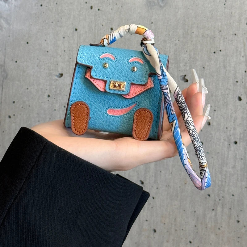 Mini Tiny PU Leather Handbag Decoration Pendant Bag For Airpods 4 3 2 Pro 2 For Galaxy Buds 3 3Pro 2 2Pro/Buds FE Headphone Case