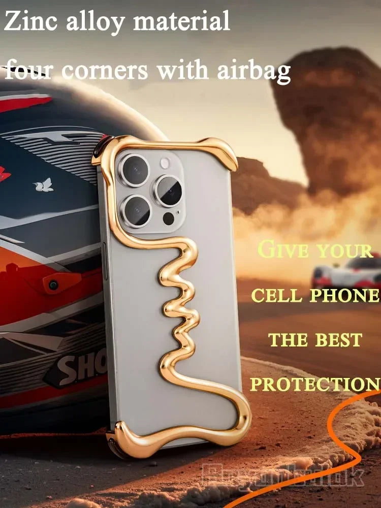 iPhone Phone Case Metal 3D Hollow Case For iPhone16 ProMax 14 15 Pro 16Plus  Aluminum Alloy Track Shell Air Bag Shockproof Cover Caseverse