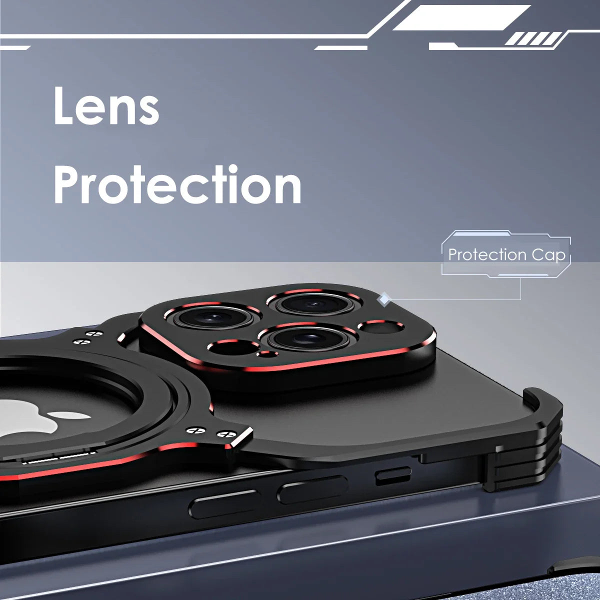 360° Stand Metal Rimless Magnetic Phone Case For iPhone 13 14 15 Pro Max Metal Bumper Lens Protection Metal Skeleton Phone Cover