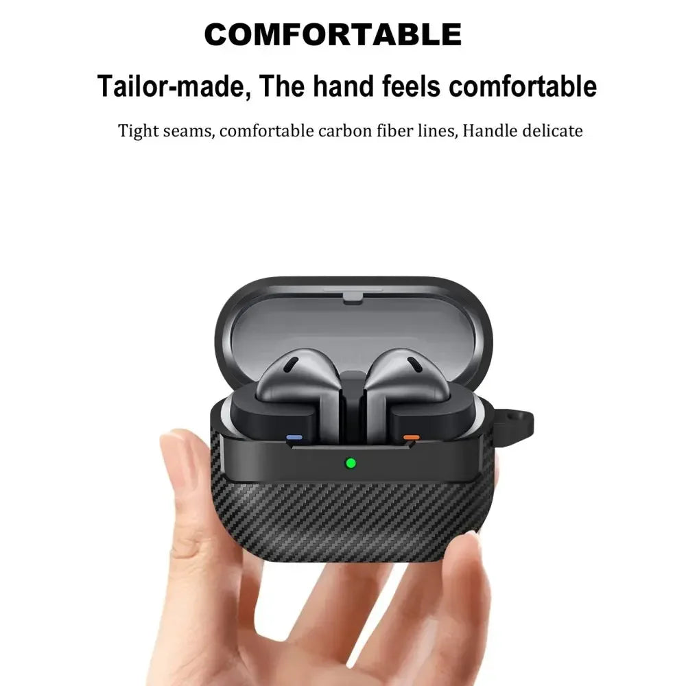 Shockproof Earphone Case for Samsung Galaxy Buds 3 Buds3 Pro Cover Carbon Fiber Texture Shell Soft Silicon Bag Coques