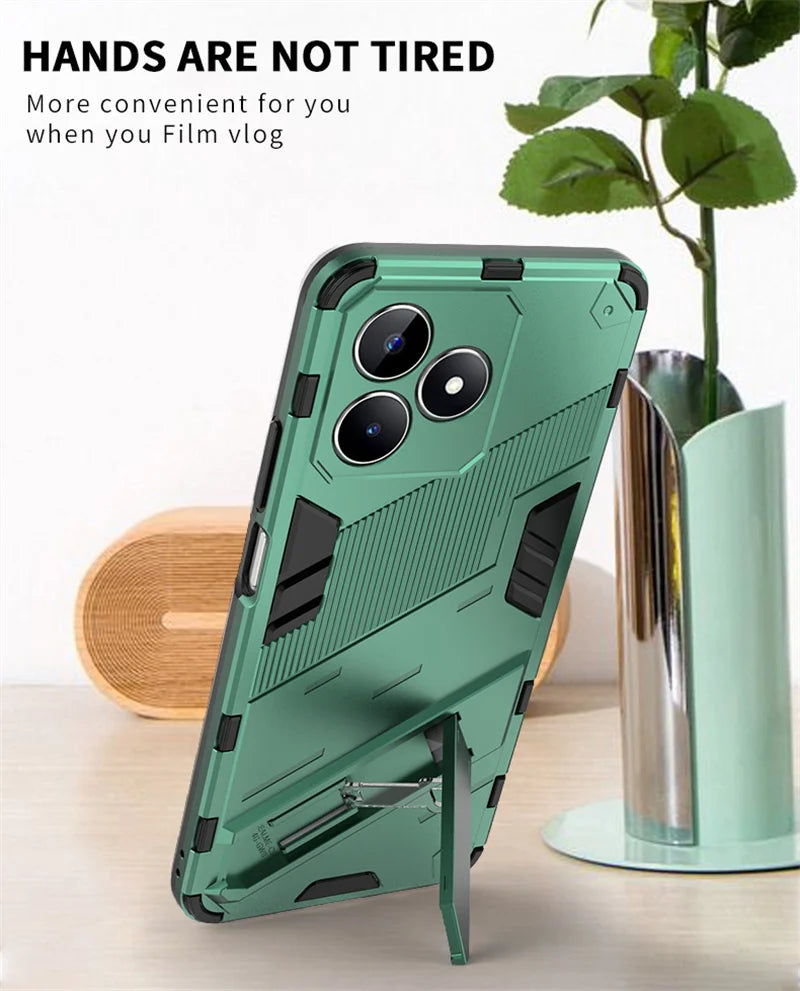 For Realmi C53 4G Case Shockproof Rugged Armor Phone Case For Realme C53 C 53 4G RMX3760 6.74" Magnetic Holder Stand Back Cover - Caseverse