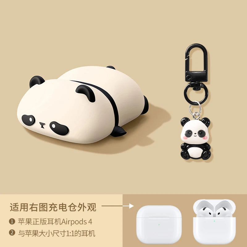 Cute Lying Panda Headphone Case For AirPods 4 (2024) Airpod Pro 1 2 3 Bluetooth Earbuds Charging Box Protective Earphone Cover Caseverse
