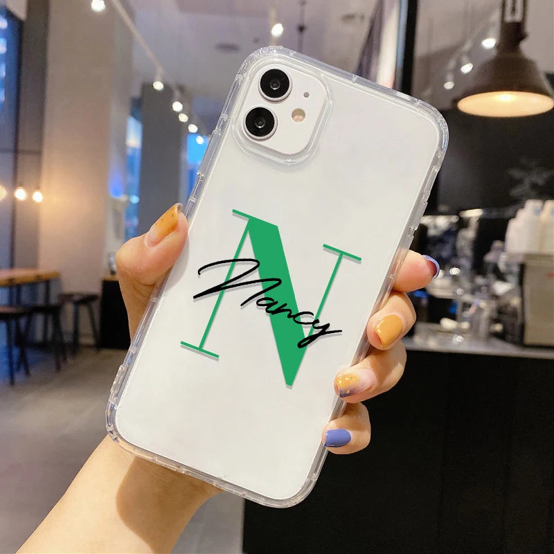 Personalized Custom Name Phone Case For iPhone 13 12 11 14 15 16 pro 16 14 15 Plus Xs MAX XR 12 13 Mini Clear Cover Capa Fundas Caseverse