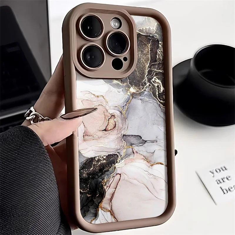 Marble Case For iPhone 16 Pro Max Case iPhone 13 11 12 15 14 Pro Max XR XS 7 8 Plus SE Shockproof Soft TPU Silicone Phone Cover - Caseverse