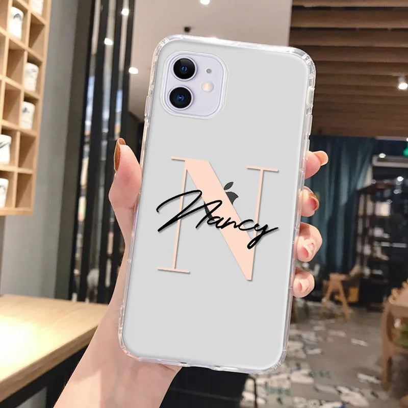 Personalized Custom Name Phone Case For iPhone 13 12 11 14 15 16 pro 16 14 15 Plus Xs MAX XR 12 13 Mini Clear Cover Capa Fundas Caseverse