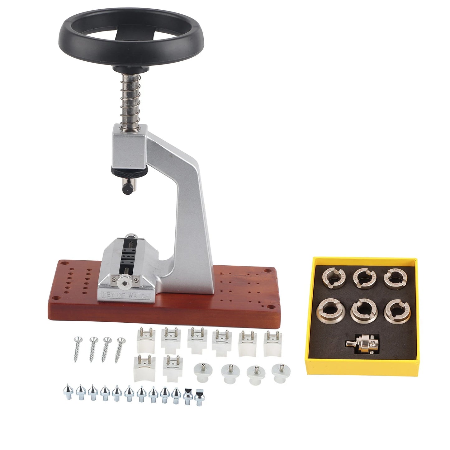 Bench Watch Case Opener Bench Watch Case Opener Wristwatch Tool Back Opener with 6 Dies Watch Repair Tool Watch Case Remover