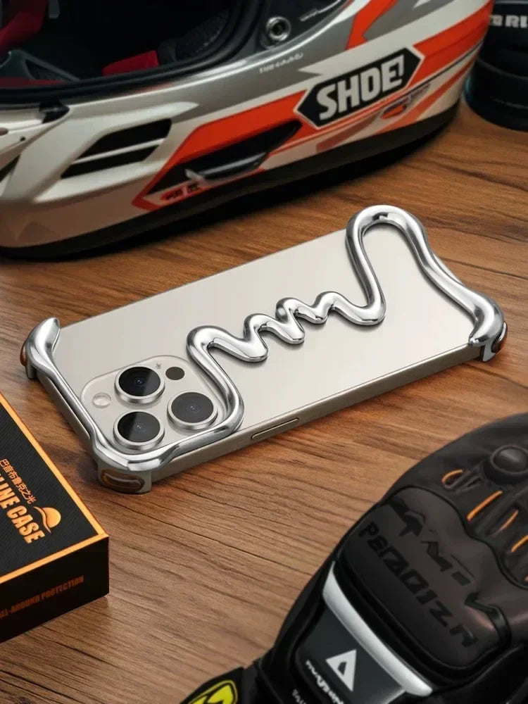 iPhone Phone Case Metal 3D Hollow Case For iPhone16 ProMax 14 15 Pro 16Plus  Aluminum Alloy Track Shell Air Bag Shockproof Cover Caseverse