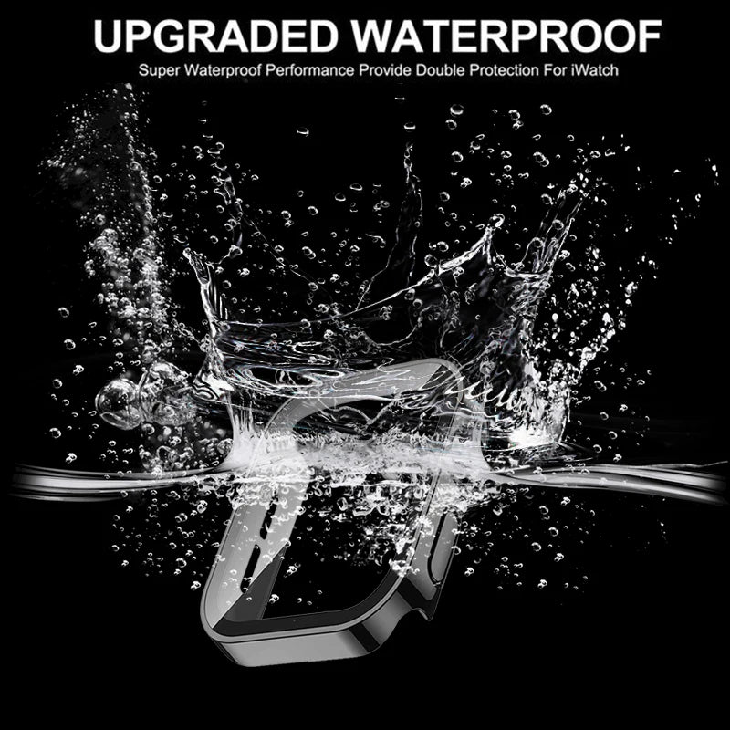 Electroplating Waterproof Case for Apple Watch Cover 41mm 40mm 45mm 44mm Screen Protector Glass Bumper iWatch 4 5 6 SE 7 8 9