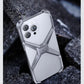 Luxury Aluminum Rimless Phone Case For iPhone 16 15 13 14 Pro Max Metal X Type Removable Heat Dissipation Armor Shockproof Cover