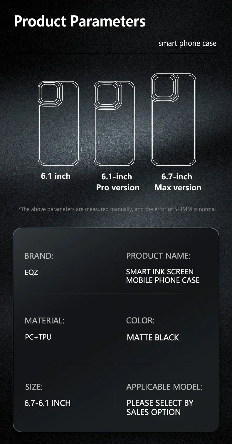 Smart E-ink Screen Phone Case for IPhone 13 14 15 Pro Max NFC Refesh Photo Anime Characters Boy Girl Luxury Silicone Phone Cover - Caseverse