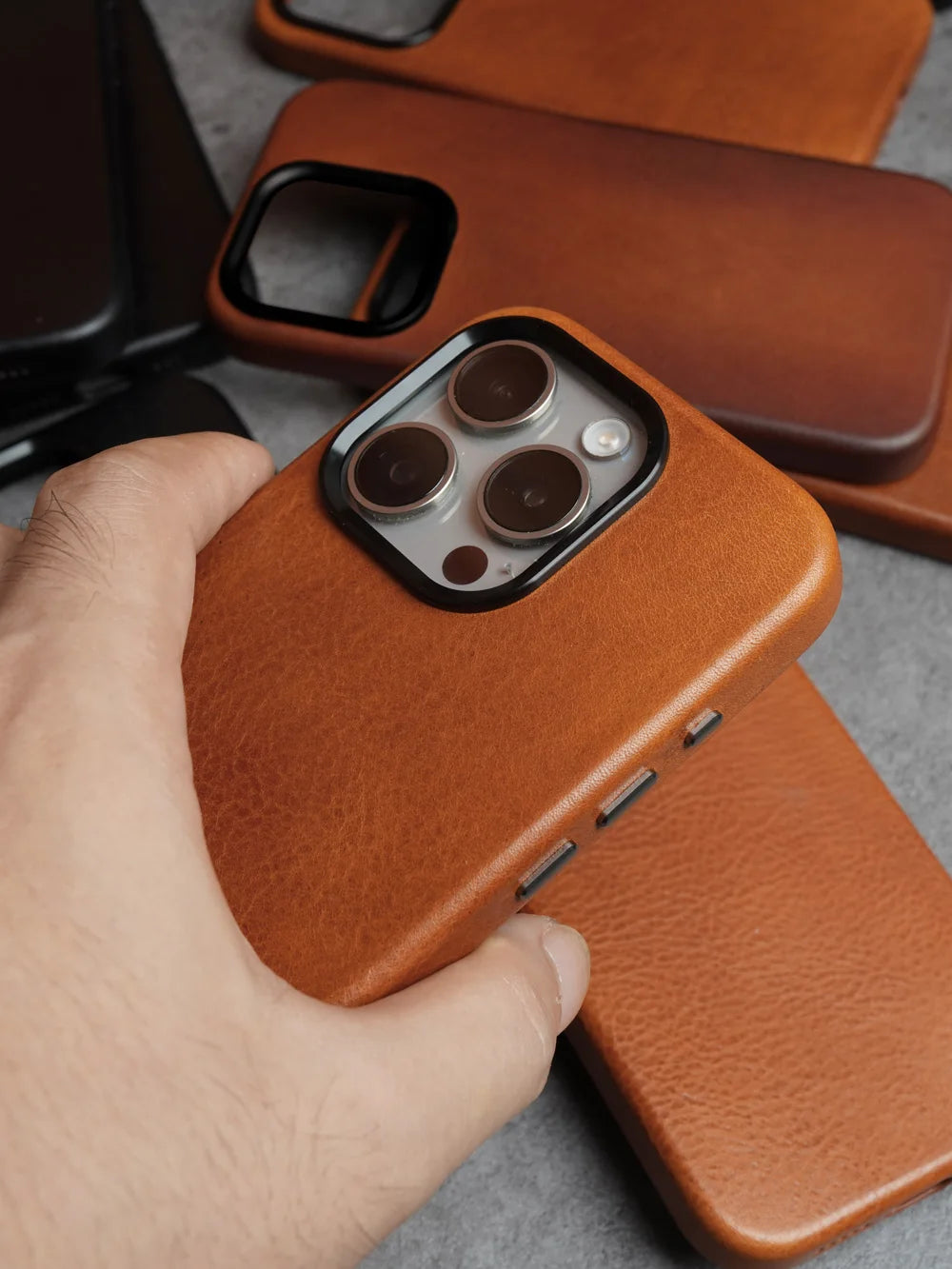 YMW Magnetic Genuine Leather Case for iPhone 16 Pro Max 15 14 Personality Cowhide Magnetic Phone Cover - Caseverse