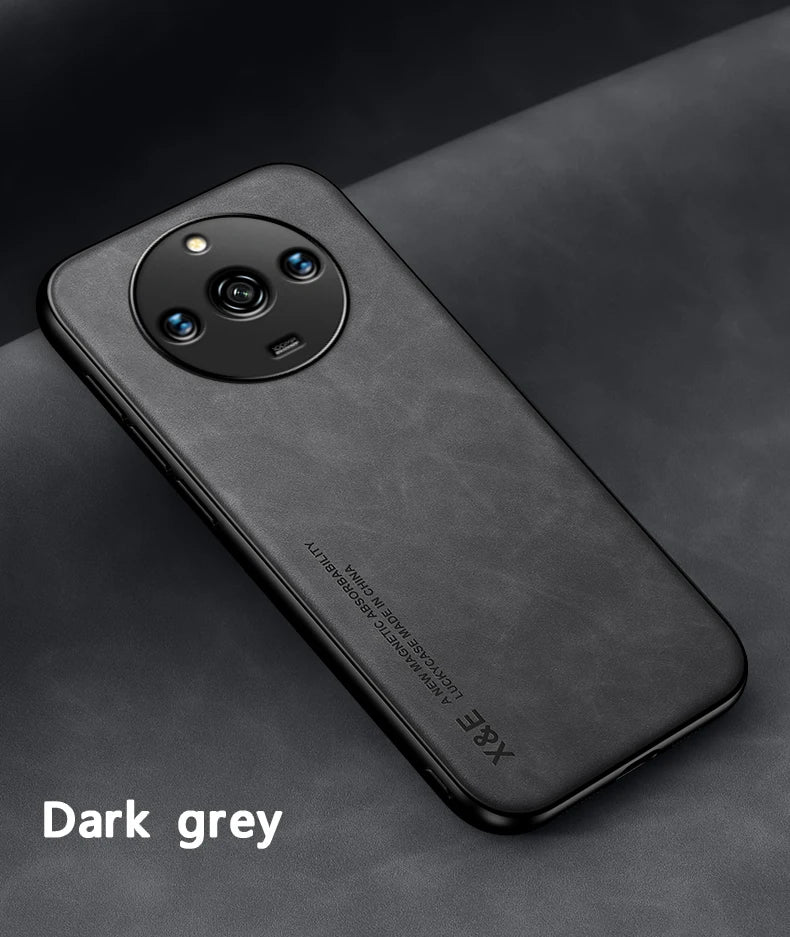 For Realme 11 Pro Plus Case Luxury Leather With Metal Plate Phone Cases For Realme 11 11Pro+ 5G Car Magnetic Holder Back Cover - Caseverse