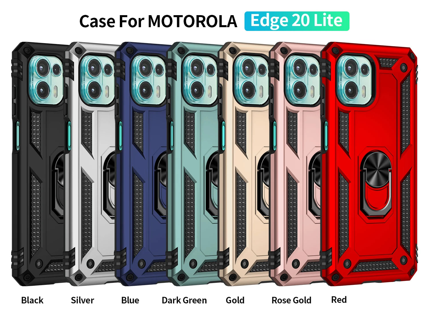 Cover Case for Moto Motorola Edge 20 Lite Shockproof Armor Rugged Military Protective Ring Holder Magnet Phone Case - Caseverse