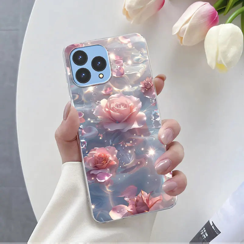 For Cubot P80 Case 2023 Luxury Phone Case For Cubot P80 6.58" Marble Butterfly Flower Clear Soft Silicone TPU Protective Cover - Caseverse